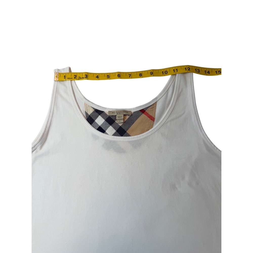 Burberry‎ Brit White Tank Top Nova Check Trim Scoop Neck Sleeveless Shirt Medium - Picture 4 of 8
